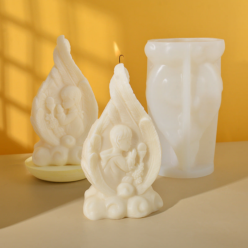 Feather Candle Silicone Mold DIY Plaster Hand Gift Grinding Tool, Father Candle, Christmas Candle, White Candles