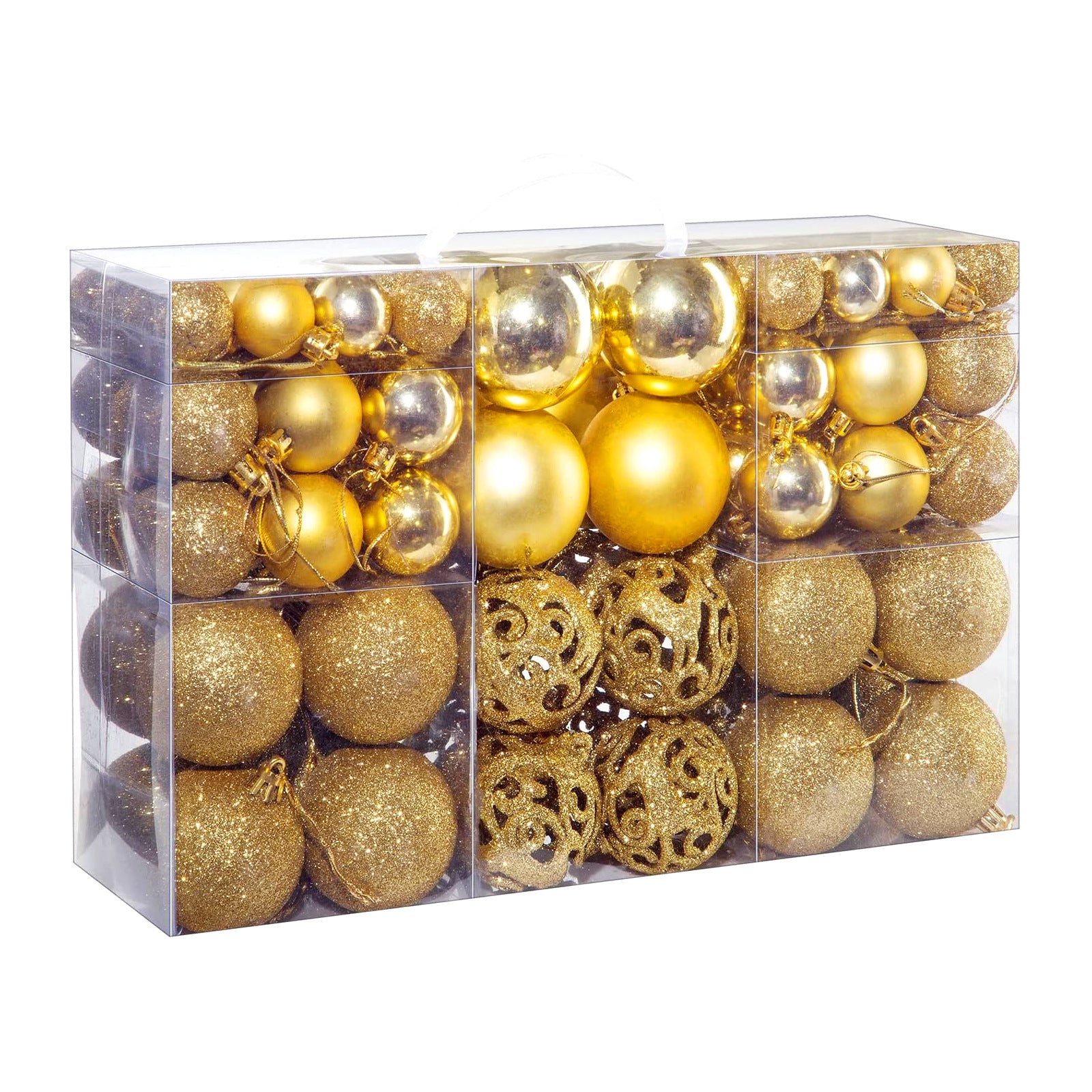 100 Galvanized Hollow Plastic Christmas Ball Sets, Box Decoration Pendants