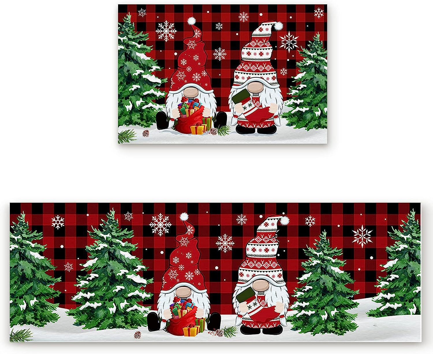 Red Snowman Christmas Kitchen Pad, Christmas Floor mat, christmas rug, christmas carpet,, christmas door mat