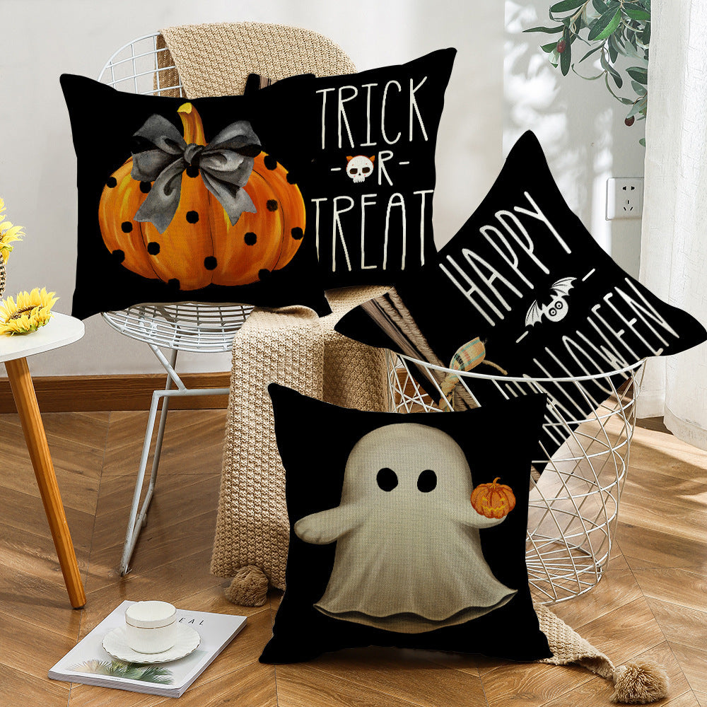 Home Square Ghost Pumpkin Party Decoration Pillow Cover, Pumpkin lanterns, Jack o Lanterns, Halloween Lights, Halloween Decoration Ornaments, Halloween inflatables, carved pumpkins, Halloween wreaths, Halloween Candles.