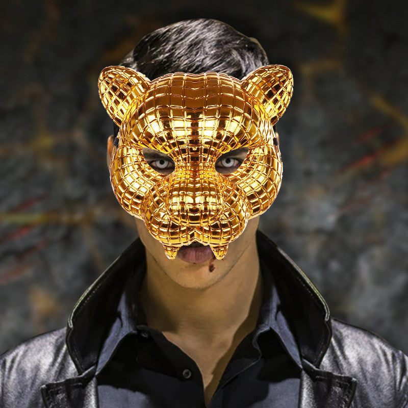 Halloween Leopard Mask Golden Leopard Tiger Props For Bar Party Movie Performance