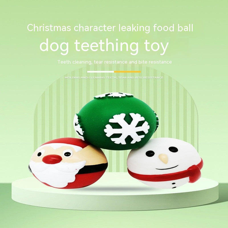 Christmas Food Dropping Ball Pet Toy Interactive Bite-resistant