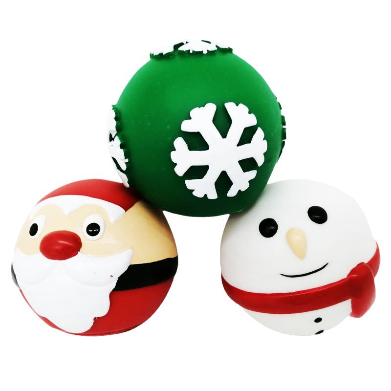 Christmas Food Dropping Ball Pet Toy Interactive Bite-resistant
