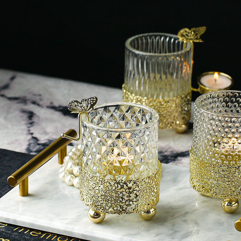 Electroplated Gold Lace Base Glass Candle Holder, candle holder, candle stick holder, glass candle holder, iron candle holder, wicker candle holder 2 piece set, candle holders, candlesticks, candle sticks, Luxury candles holders, taper candle holders, candlestick holder, Wooden Candlestick Candle Holder, Metal Candle Holders