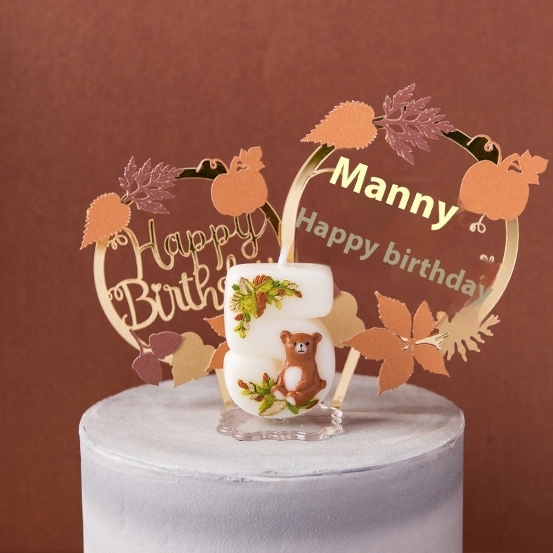 Digital Cartoon Animal Birthday Cake Decorative Creative Candle