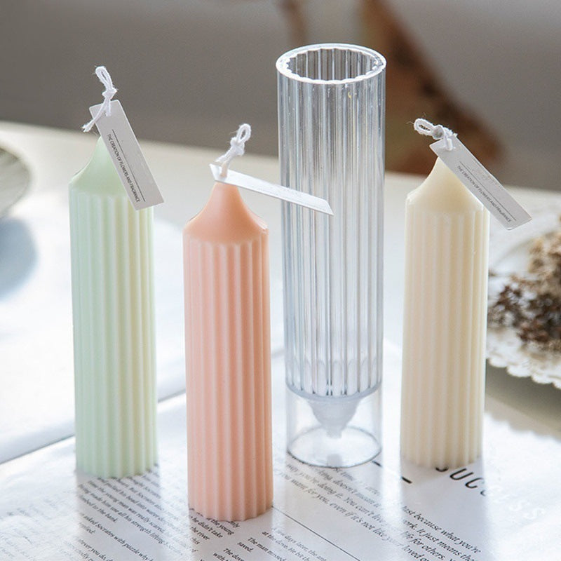 Vertical striped pointed long pole candle mould