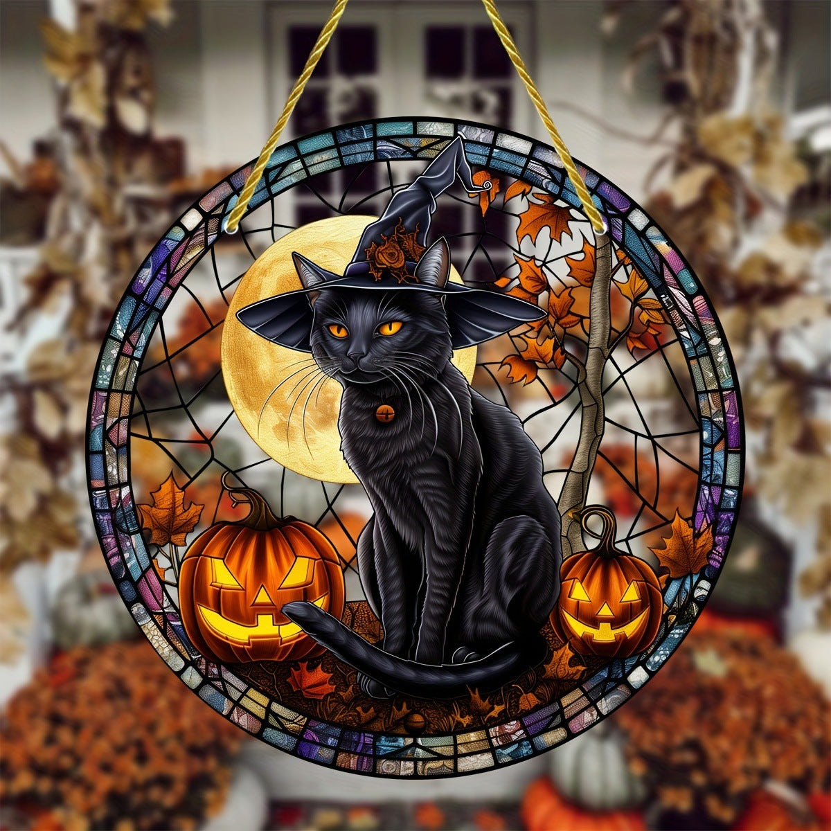 Acrylic Halloween Witch Pendant Color Disc Wall Decorations, Pumpkin lanterns, Jack o Lanterns, Halloween Lights, Halloween Decoration Ornaments, Halloween inflatables, carved pumpkins, Halloween wreaths, Halloween Candles, and animatronics Halloween.
