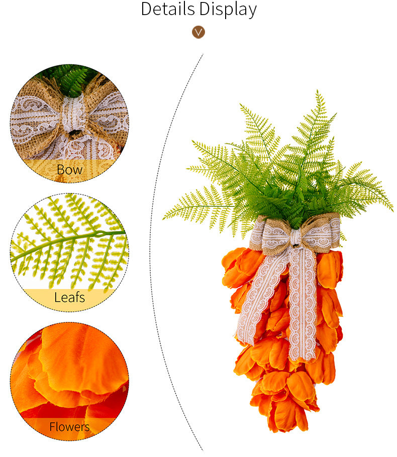 New Easter Decoration Supplies With Light Carrot Garland Pendant