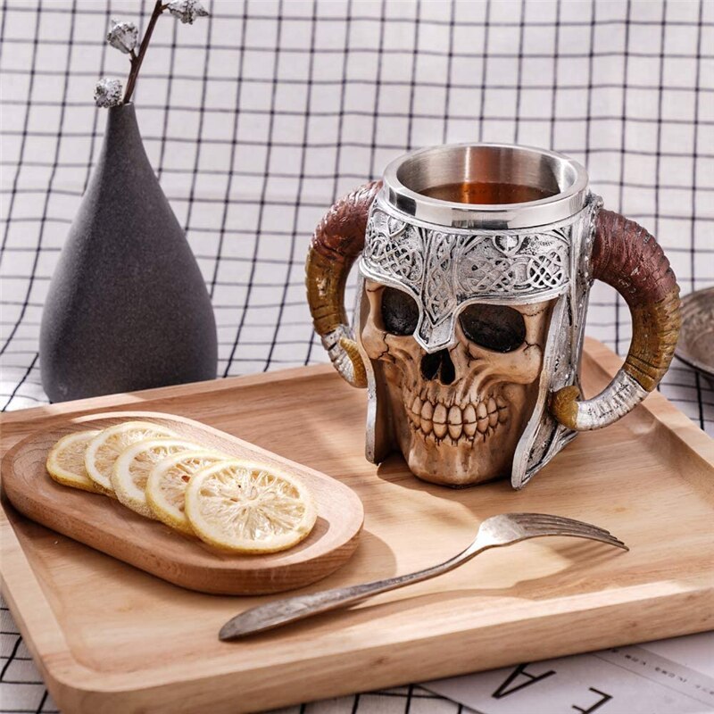 Tall Skull Helmet Cup Halloween Stainless Steel Inner Water Cup