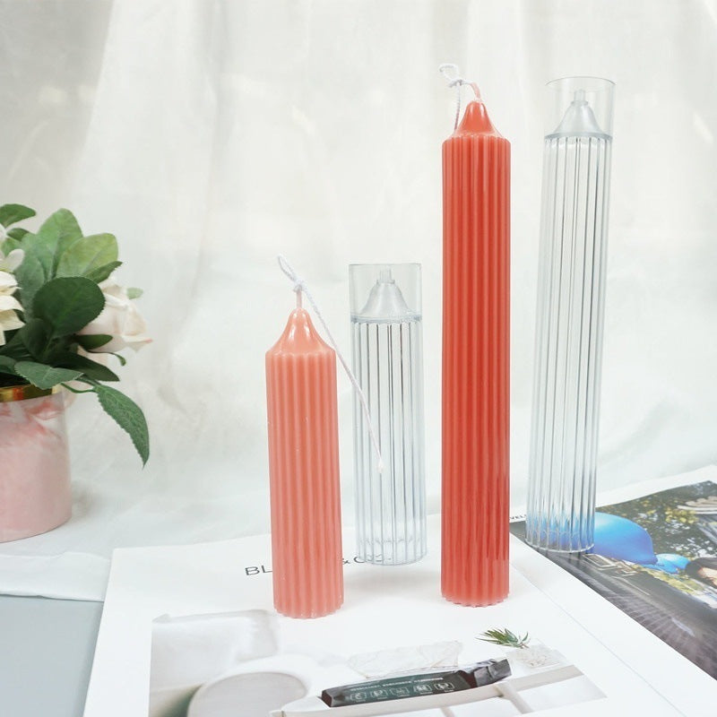 Vertical striped pointed long pole candle mould
