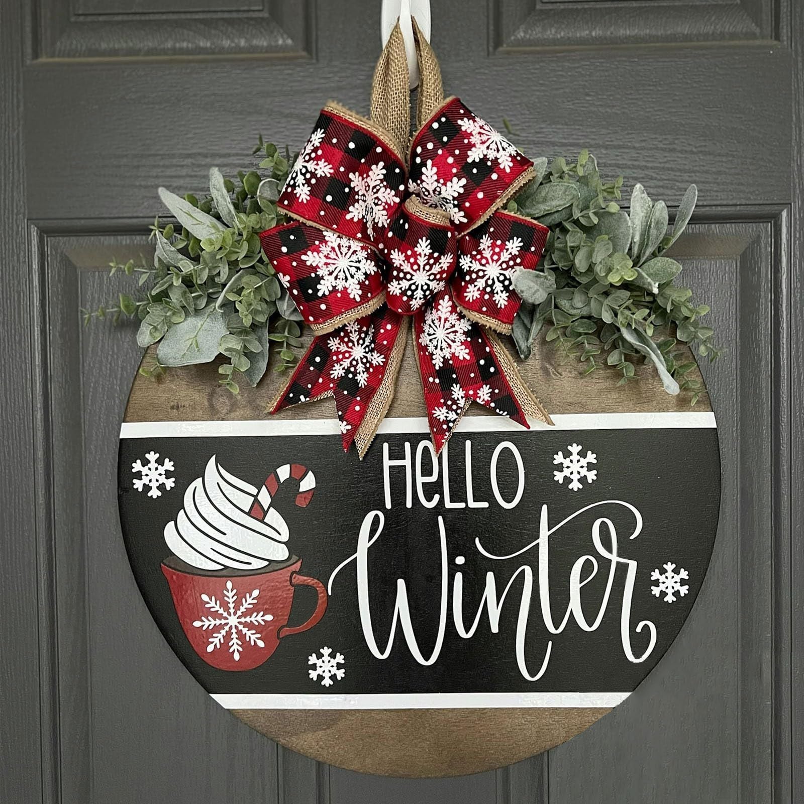 Christmas Front Door Decoration Garland Wooden Board