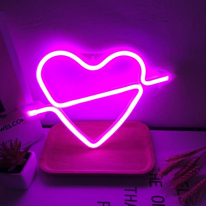 One Arrow Through The Heart Shape Latex Neon Lights Valentine Decoration, valentines day, shop valentine's day deals, valentines, valentine's day gifts, valentine day, valentines day gifts, valentines day decor, Decognomes,  valentine decoration, valentines day decoratio, valentine decor, valentines decor, valentines decorations