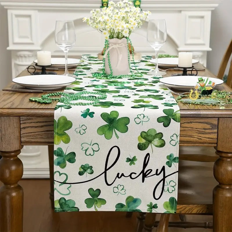 Shengpa Festival Table Runner Linen Printed Tablecloth Home, st patricks day decorations, st patricks day decor, st patrick's day decorations, st patrick day decorations, Irish Décor, irish ornaments, Decognomes, St. Patrick's Day Party Supplies, St. Patrick's Day Decorations: Shamrock, Irish & Leprechaun, St Patrick's Day Decorations table cloth