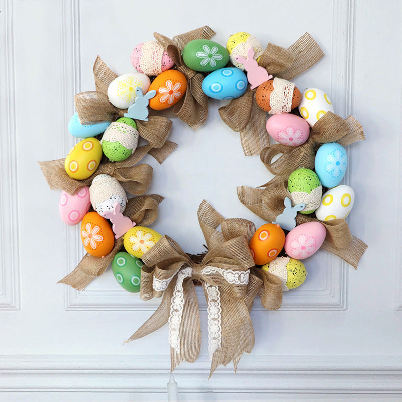 Easter Decorations Wreath Egg Rabbit Festival Door Ornament 40cm