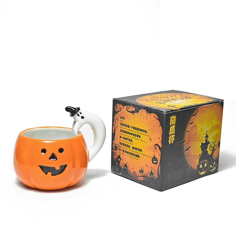 Ceramic Pumpkin Cup Cartoon Ghost Water Cup Mug Halloween Gift