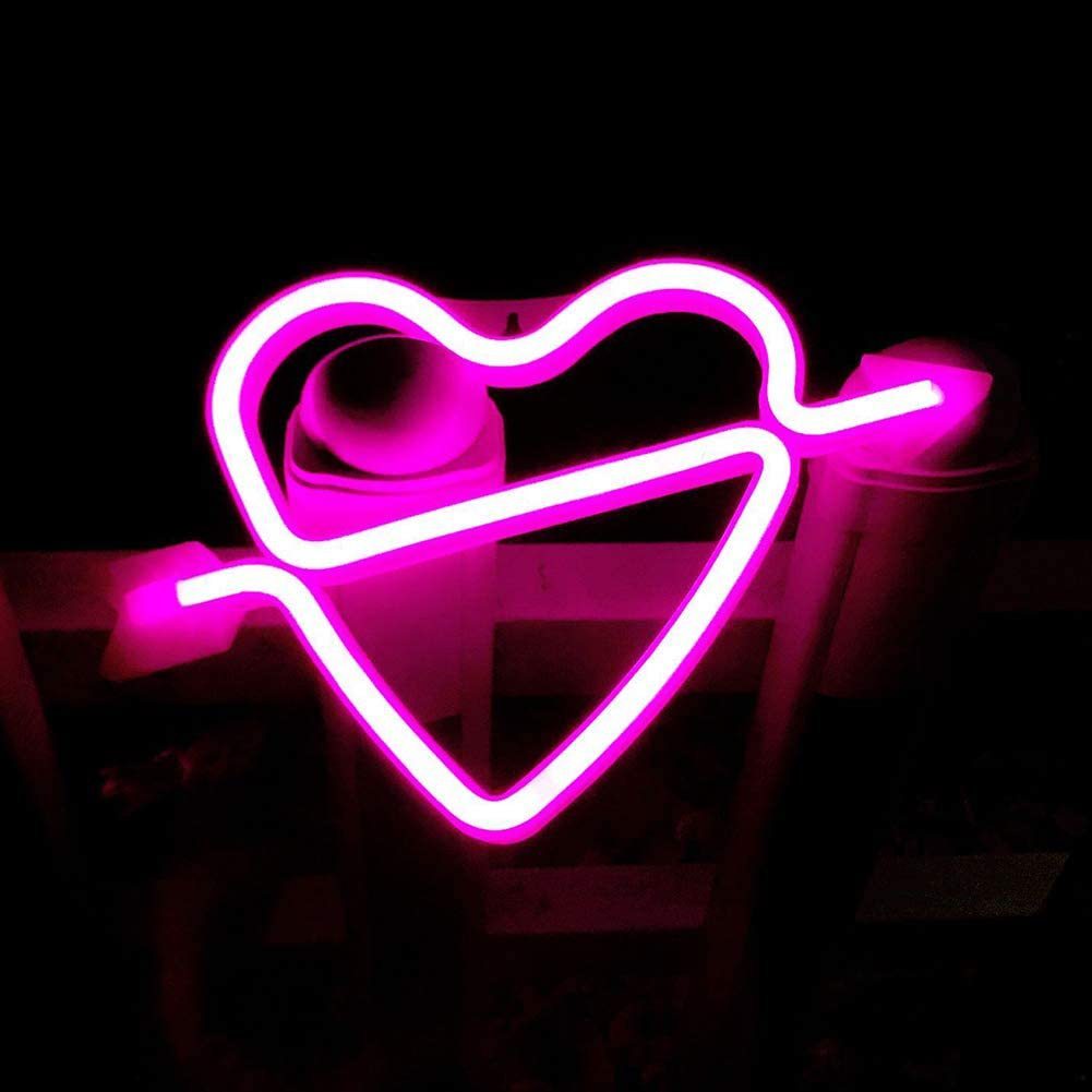 One Arrow Through The Heart Shape Latex Neon Lights Valentine Decoration, valentines day, shop valentine's day deals, valentines, valentine's day gifts, valentine day, valentines day gifts, valentines day decor, Decognomes,  valentine decoration, valentines day decoratio, valentine decor, valentines decor, valentines decorations