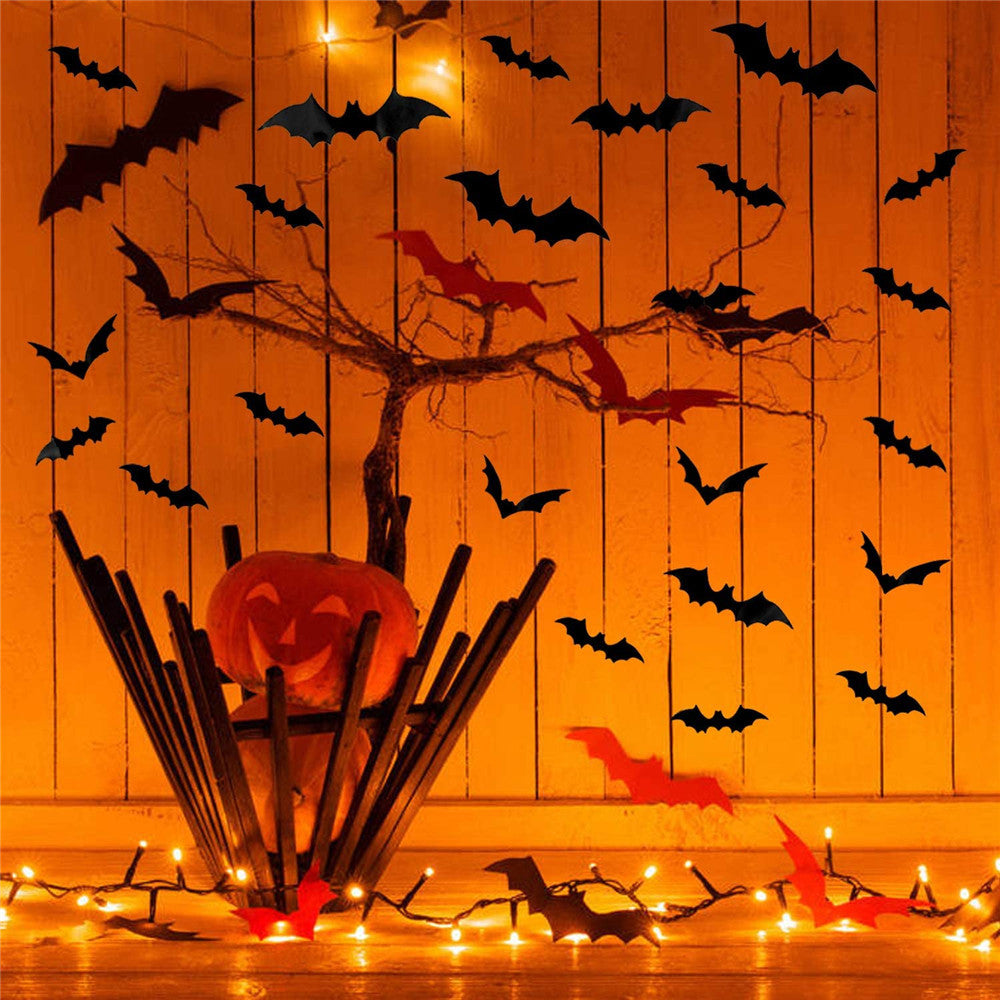 PVC Bat Sticker Halloween Bar KTV Haunted House Decoration Wall Sticker