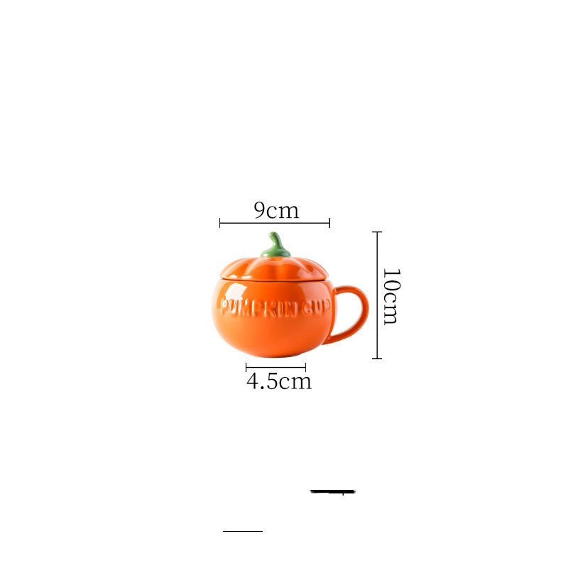 Pumpkin Cup Creative Personality Trend Water  Ceramic Spoon With Lid