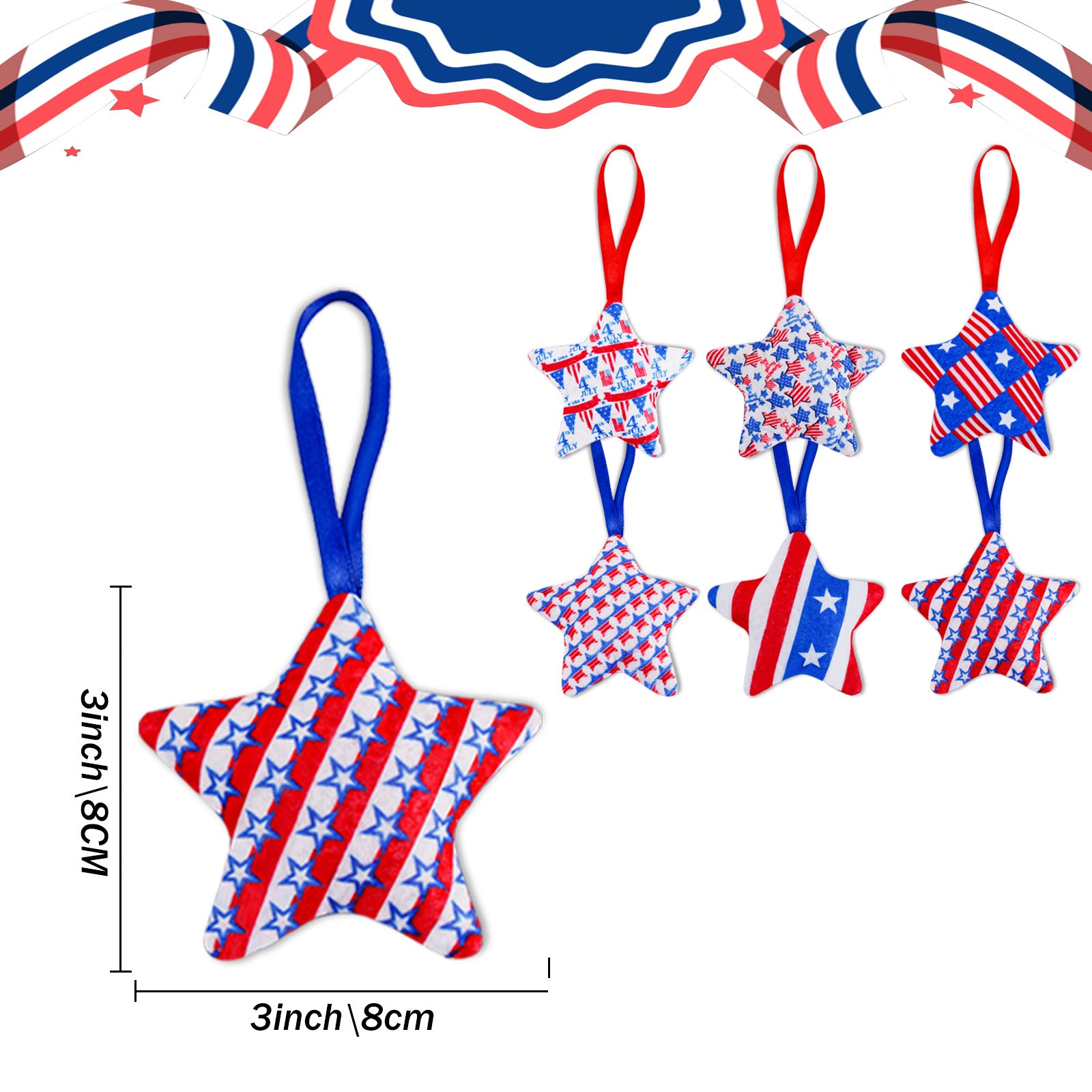 American Independence Day Love Cotton Five-star Modeling Decorations Pendant, 4th of July decorations, American flag decorations, Patriotic decorations, Red, white and blue decorations, July 4th wreaths, July 4th garlands, July 4th centerpieces, Fireworks decorations, July 4th banners,