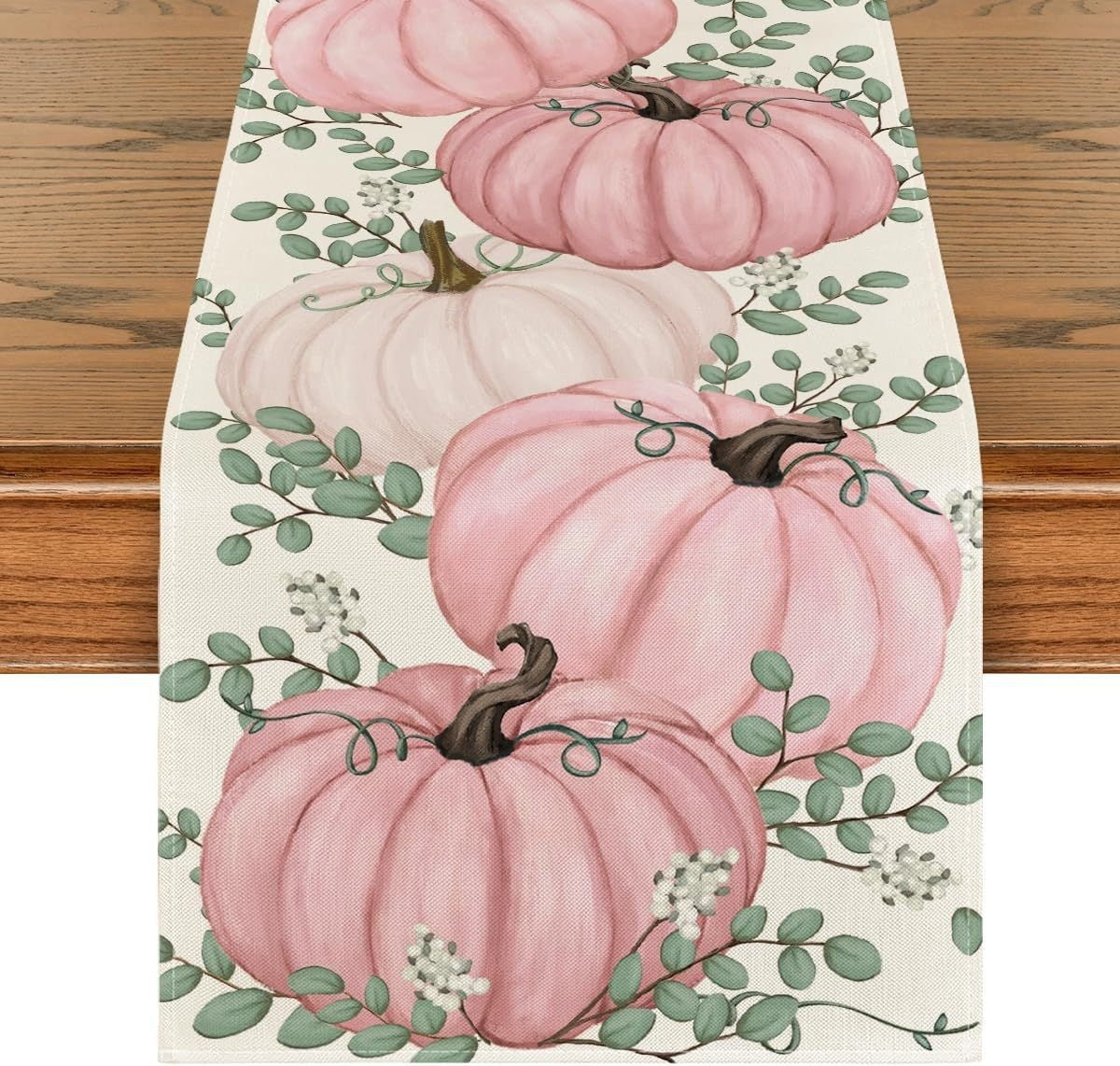 Pumpkin Eucalyptus Leaf Polyester Table Flag