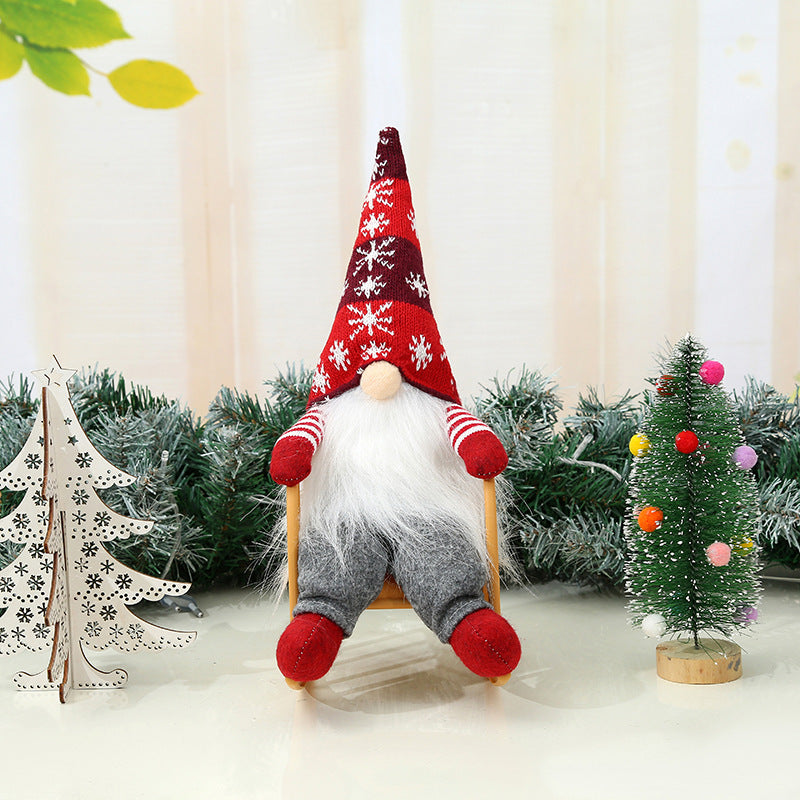 Christmas Decoration Props Snowflake Christmas Hat Rocking Chair Doll