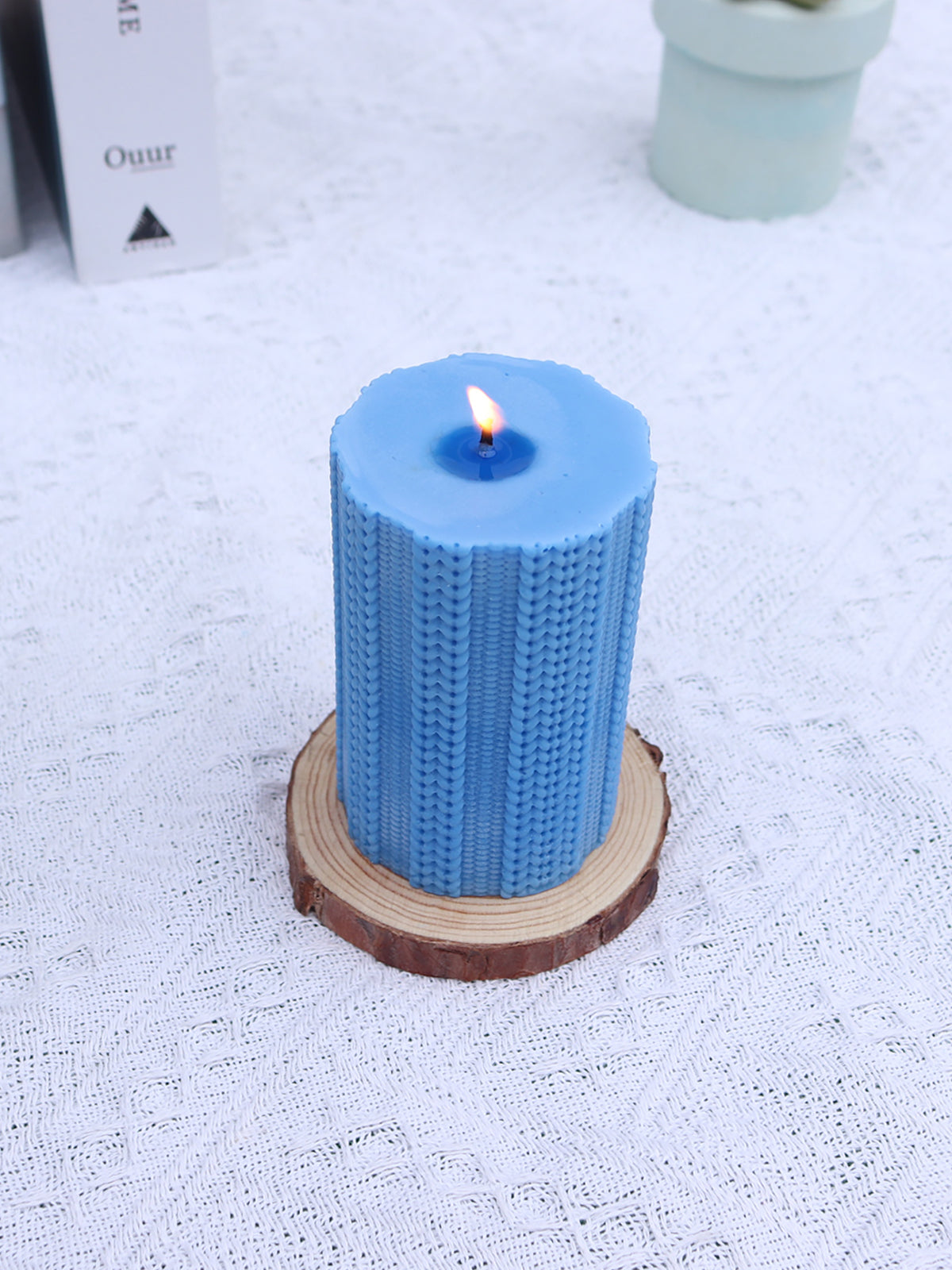 Classic Cylindrical Wool Texture Candle Mold, Silicone candle molds, Geometric candle molds, DIY candle making molds, Aromatherapy Candle, Sented candle, candles, 