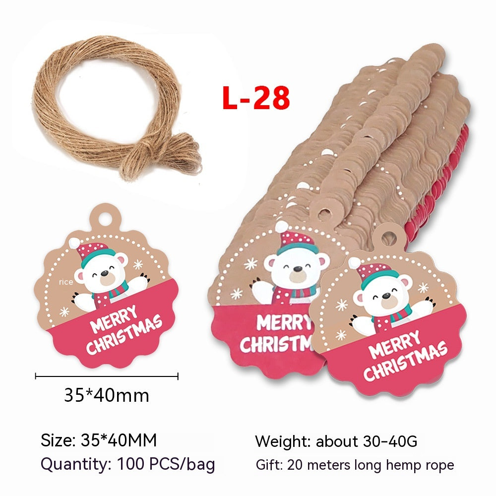 Christmas Tag Kraft Paper Christmas Gift Packaging Tag Santa Claus Card