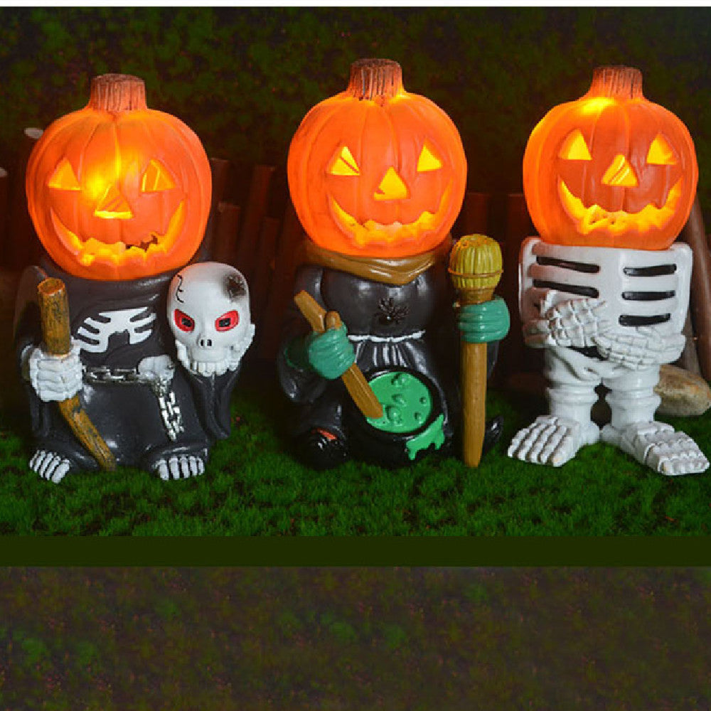 Luminous Pumpkin Head Resin Crafts, Halloween Decoration Items, halloween Outdoor Decoratioon 