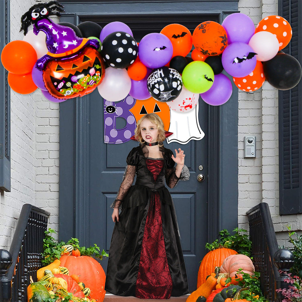 Halloween Pumpkin Theme Balloon Chain Party Decoration Supplies Halloween Balloon Set