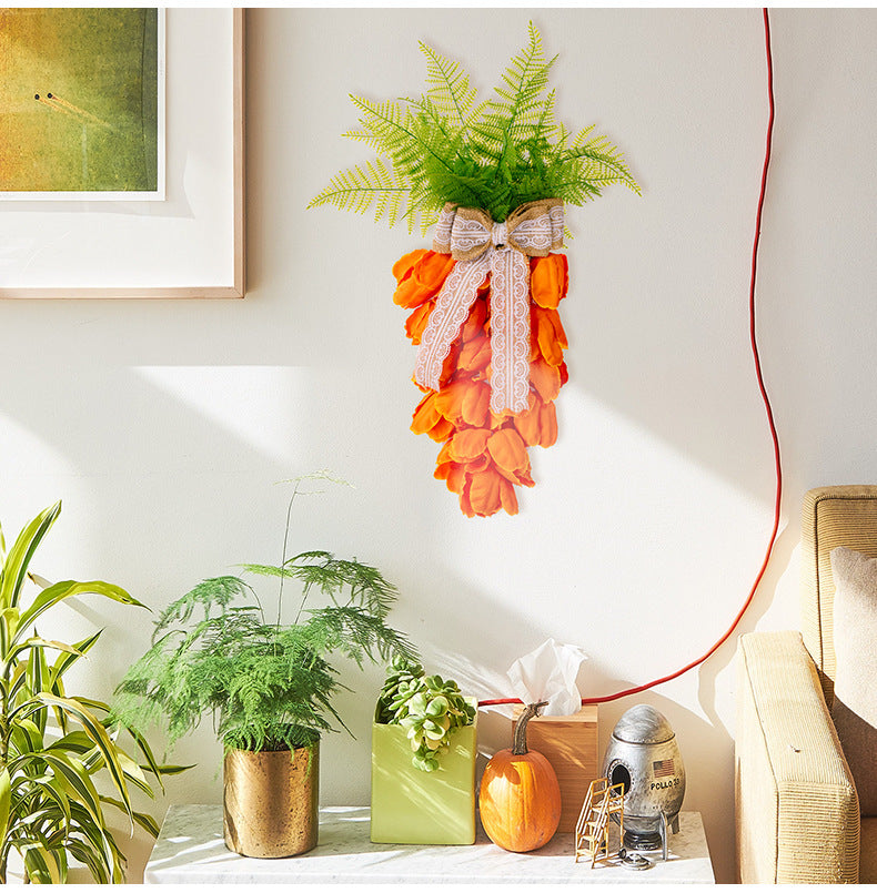 New Easter Decoration Supplies With Light Carrot Garland Pendant