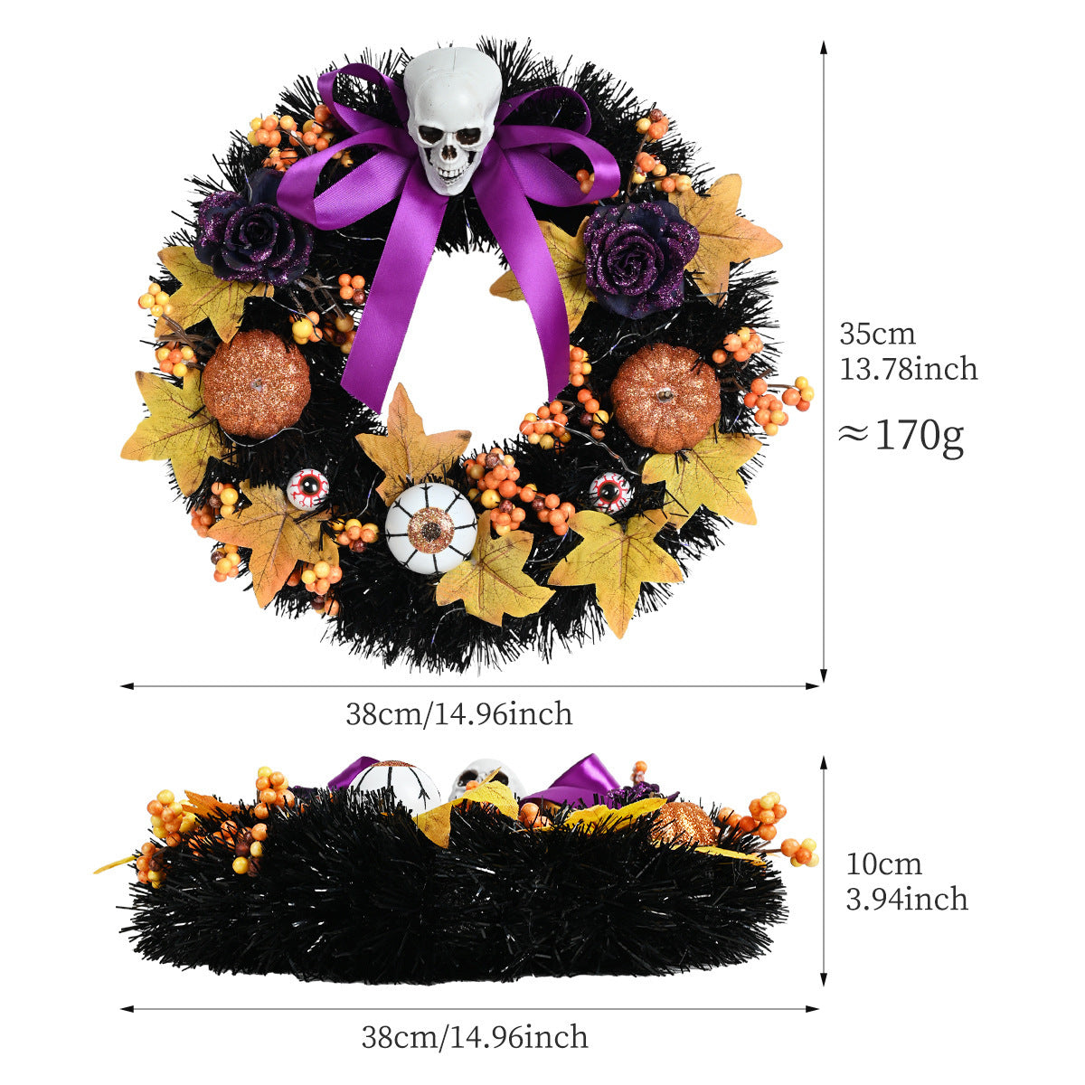 Ghost Festival Simulation Pumpkin Skull Wreath Holiday Party Decoration Door Hanging