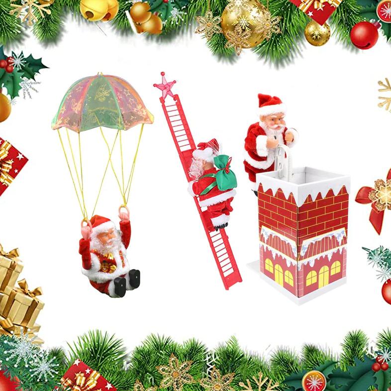 Electric Climbing Chimney Santa Claus Christmas Decoration Figurine Ornament Family New Year Party Santa Claus New Year Gift