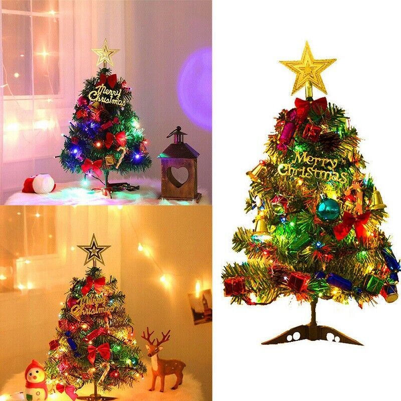 60 Long Tabletop Artificial Small Mini Christmas Tree W  LED Lights Ornament