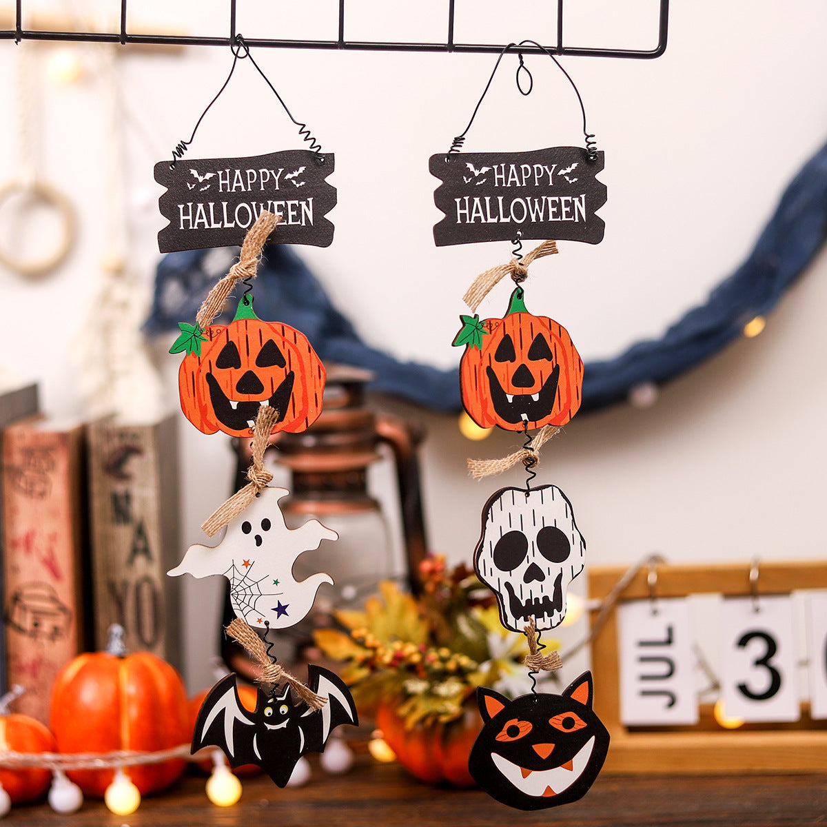 Mingguan New Halloween Decorations New Wooden Board Door Hanging