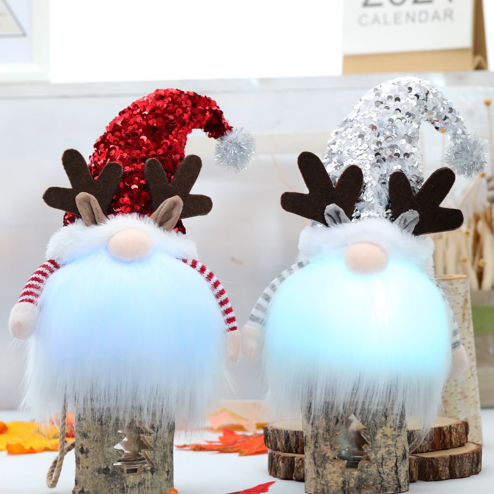 Christmas Luminous Sequins With Music Antlers Lu