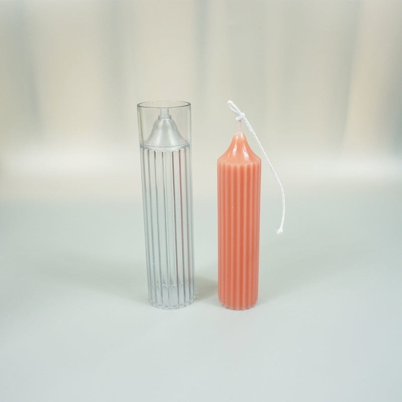 Vertical striped pointed long pole candle mould