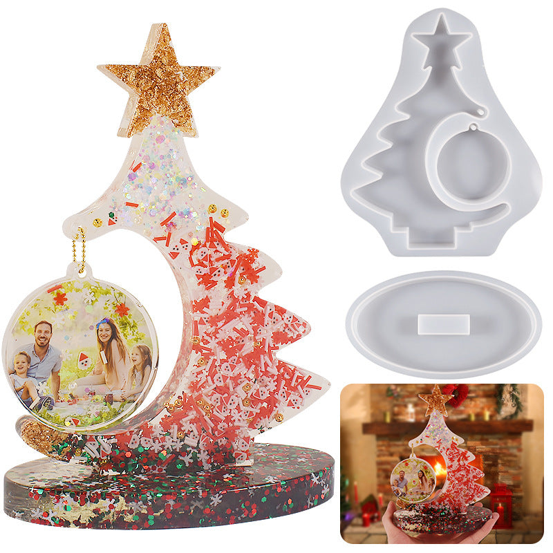 Crystal Glue Resin Christmas Tree Photo Frame Silicone Mold