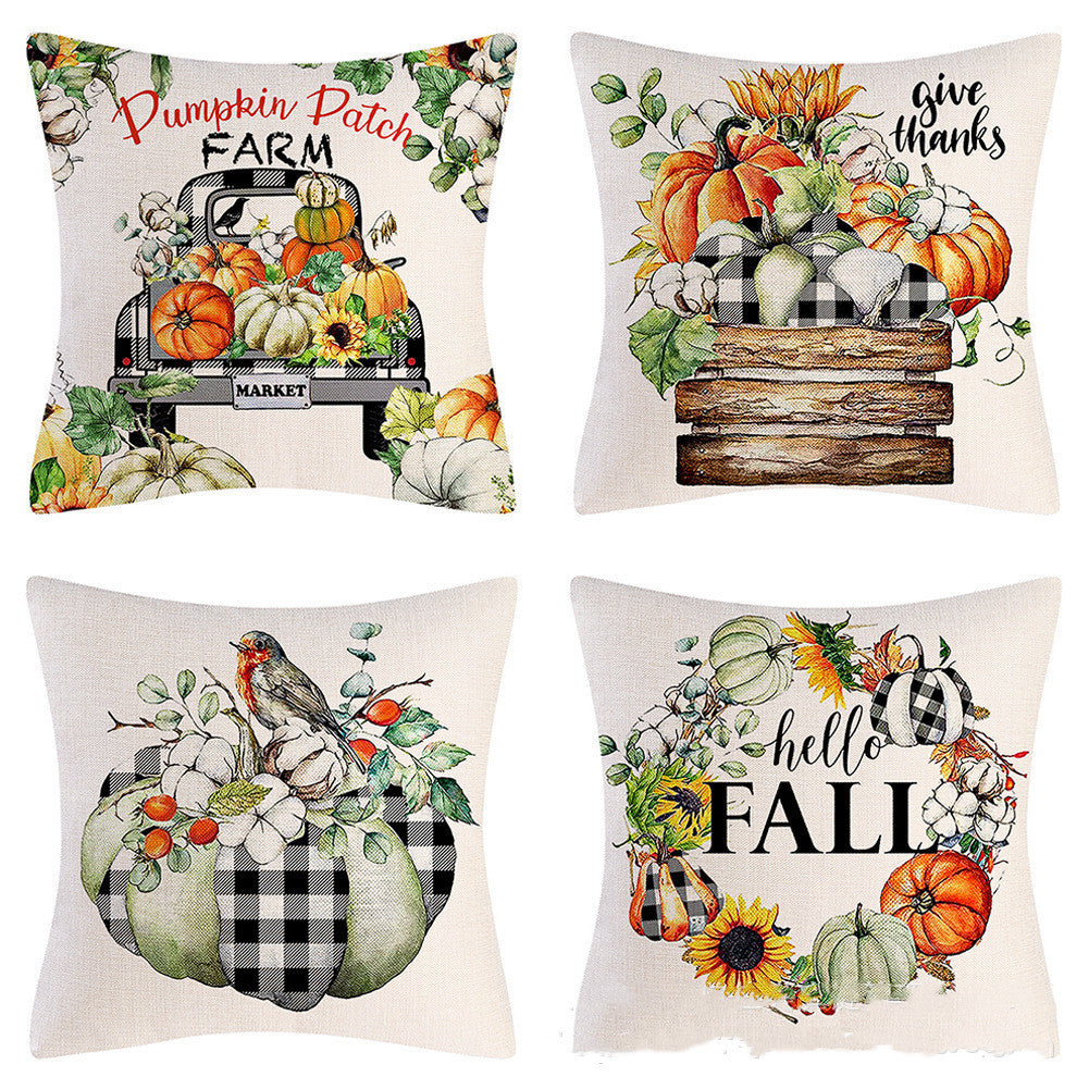 New Autumn Pumpkin Maple Leaf Truck Pillow Cover Home Living Room Backrest Pillow Decoration