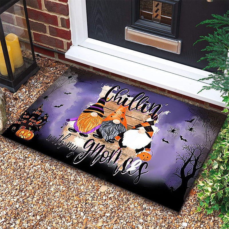 Door Mat Halloween Pumpkin Lamp Bat Funny Grimace Decorative Floor Mat