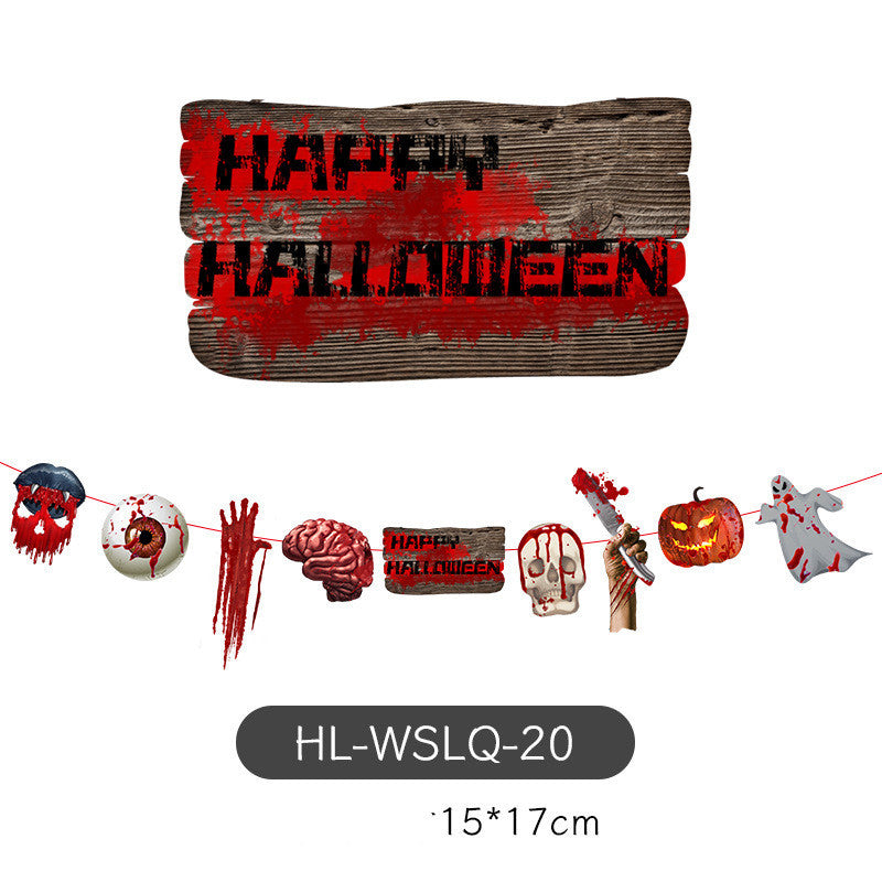 Decoration Halloween Arrangement Party Bar KTV Pull Ghost Festival Bunting Flags, Pumpkin lanterns, Jack o Lanterns, Halloween Lights, Halloween Decoration Ornaments, Halloween inflatables, carved pumpkins, Halloween wreaths, Halloween Candles.