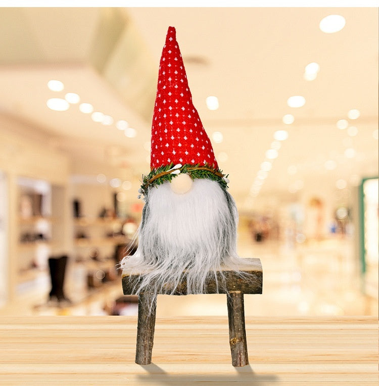 Cross-border New Christmas Decoration Pointed Hat Pine Leaf Head Circumference Rudolf Doll Forest Old Man Faceless Doll