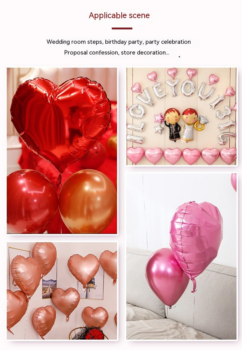 Heart-shaped Aluminum Balloon Room Decoration Valentine Day Decor