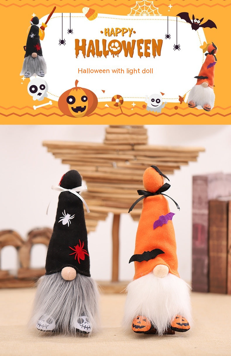 Halloween Decorative Skeleton Pumpkin Doll With Light