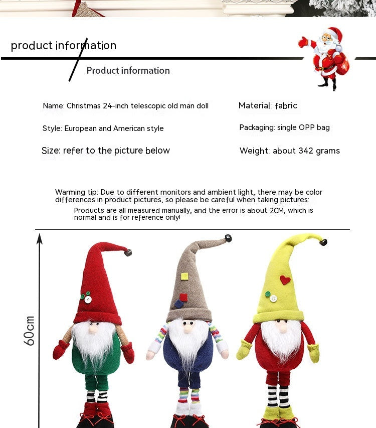 Standing Rudolf Doll Showcase Set Props Christmas Decorations Retractable Faceless Doll Ornaments