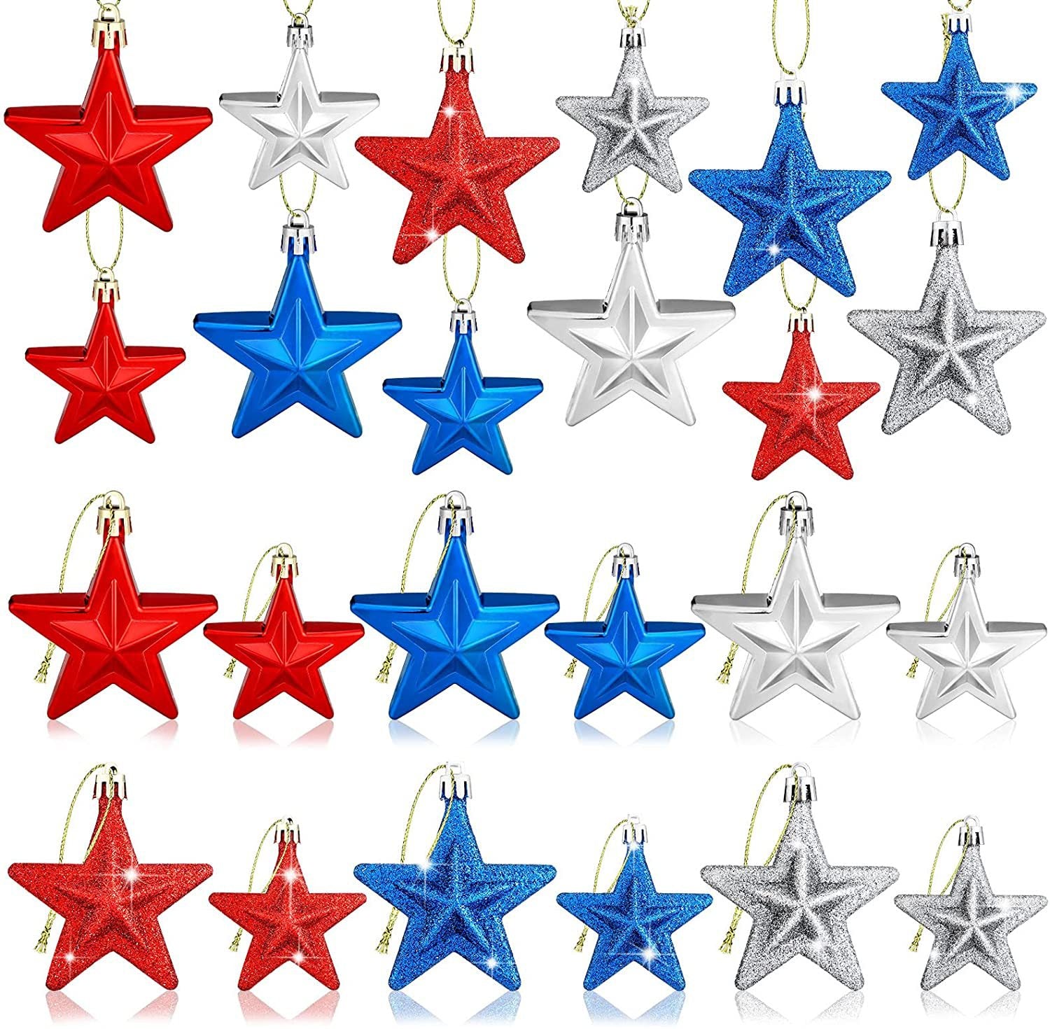 Patriotic Ball 7CM Three-dimensional Christmas Five-pointed Star Labor Day Party Christmas Tree Decorative Small Pendant