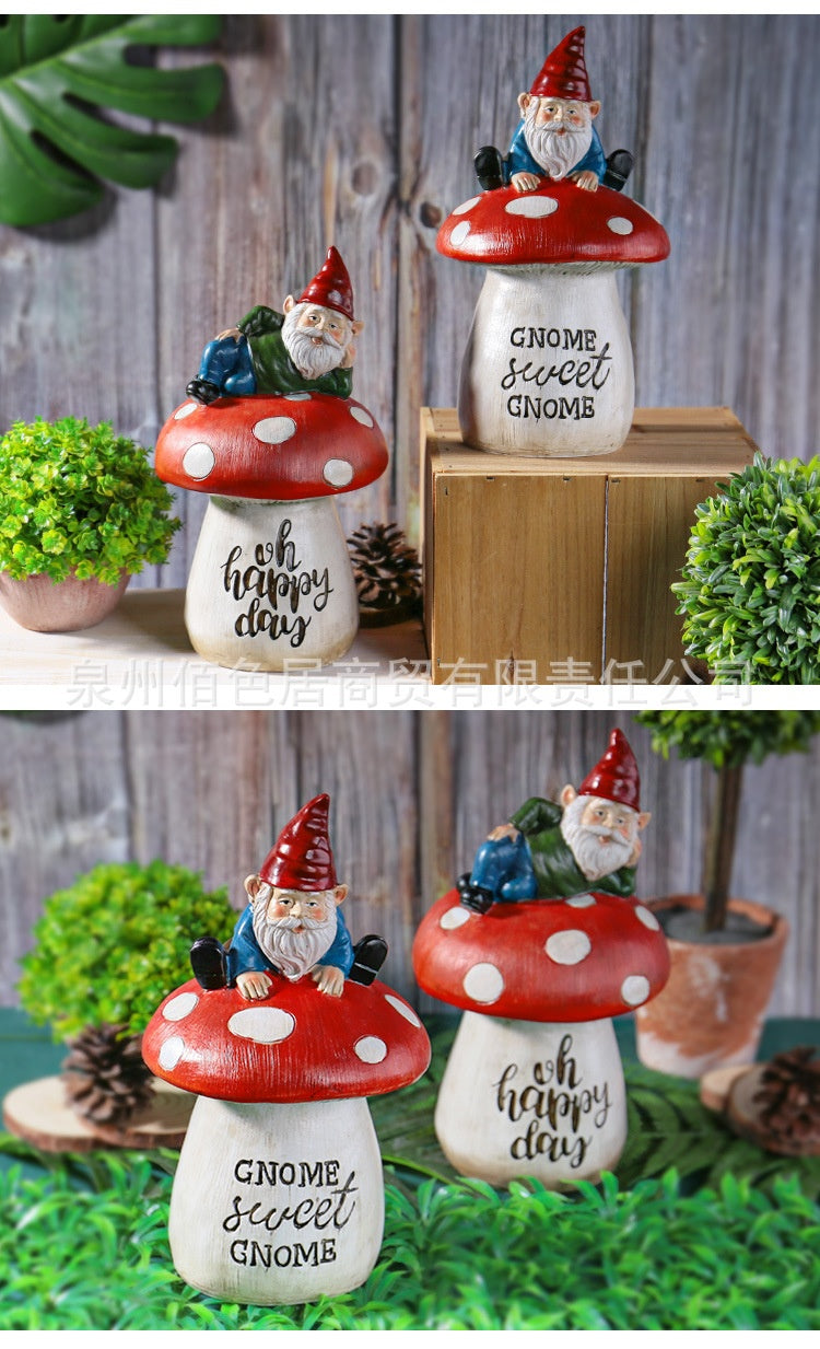 Garden Sitting Mushroom Decoration Garden Courtyard Elf Sculpture Landscape Decorations, Garden gnomes, Lawn gnomes, Outdoor gnomes, Yard gnomes, Ceramic gnomes, Concrete gnomes, Resin gnomes, Funny gnomes, Classic gnomes, Cute gnomes, Gnome statues, Decorative gnomes, Fantasy gnomes, Hand-painted gnomes, Whimsical gnomes, Gnome figurines, Novelty gnomes, Gnome with wheelbarrow, Gnome with mushroom, Gnome with lantern,
