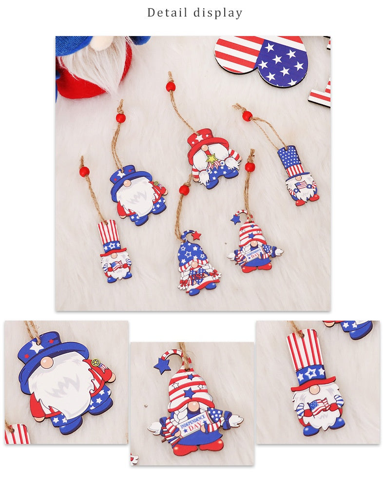 Independence Day National Day Creative Four-grid Faceless Doll Wooden Painted Pendant, 4th of July decorations, American flag decorations, Patriotic decorations, Red, white and blue decorations, July 4th wreaths, July 4th garlands, July 4th centerpieces, Fireworks decorations, July 4th banners, July 4th streamers, July 4th balloons, July 4th table runners, July 4th tablecloths, July 4th lights, July 4th outdoor decorations, Patriotic yard stakes, Patriotic inflatables, Patriotic door wreaths, 