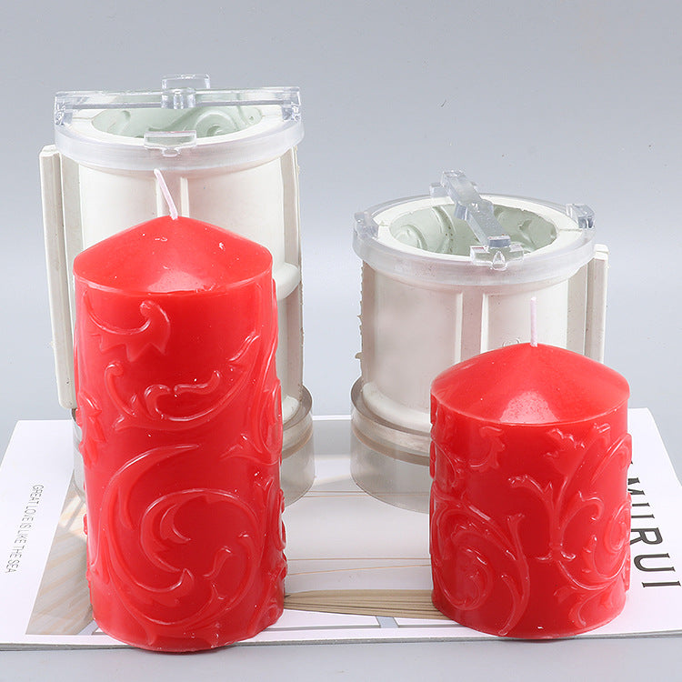 Three-dimensional flower vine cylindrical candle mold, Geometric candle molds, Abstract candle molds, DIY candle making molds, Silicone candle molds
