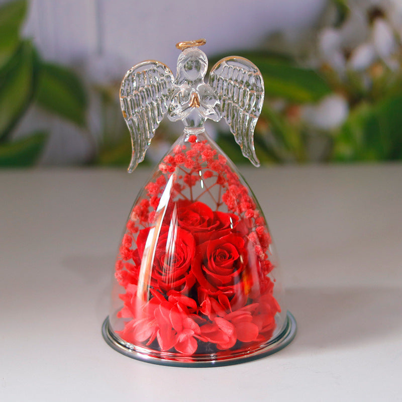 Eternal Flower Gift Box Angel Glass Cover Dried Rose Gift Box For Christmas New Year Valentine's Day Home Decor, valentines day, shop valentine's day deals, valentines, valentine's day gifts, valentine day, valentines day gifts, valentines day decor, Decognomes,  valentine decoration, valentines day decoratio, valentine decor, valentines decor, valentines decorations
