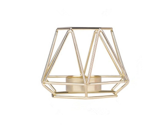 Nordic rose gold Iron Candle Holder